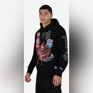 Wedding Cake Pull up Hoodie Black Graphic with Route 69 Design Size Large